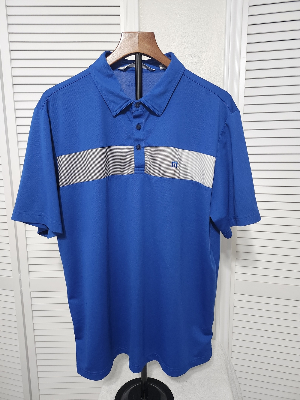 Travis Mathew Royal Blue Polo with Gray Chest Stripe